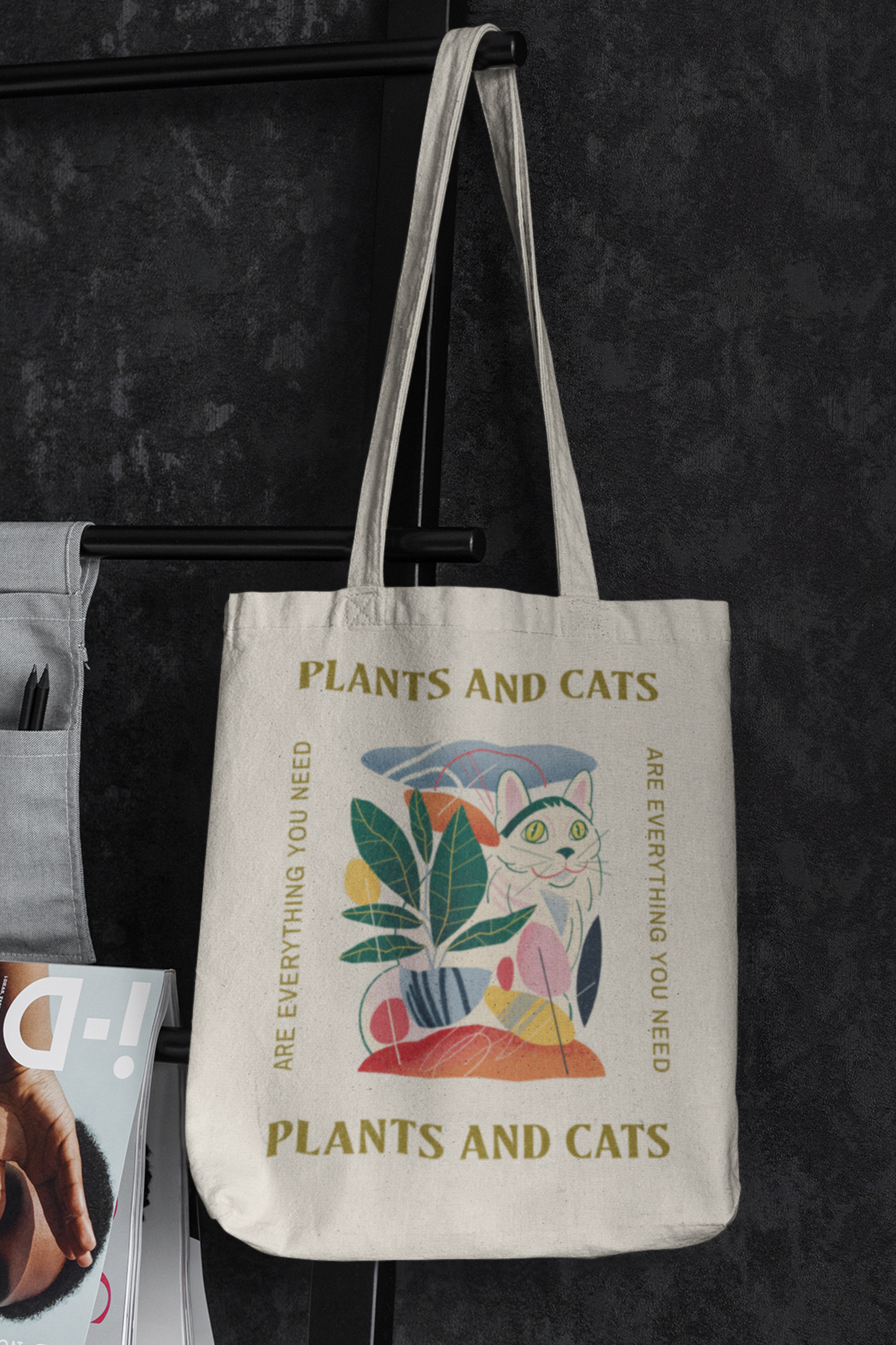 Canvas Tote Bag - Plants and Cats