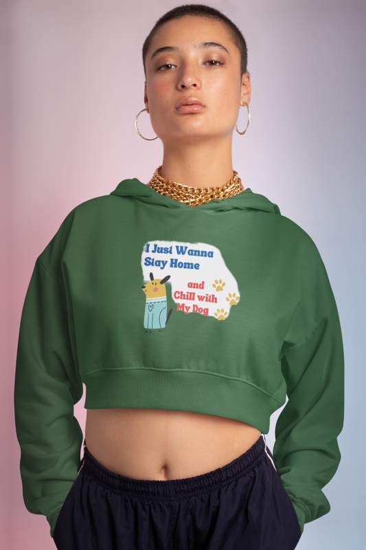 Crop Top Hoodie - Chill with My Dog (6 colours x 4 sizes)