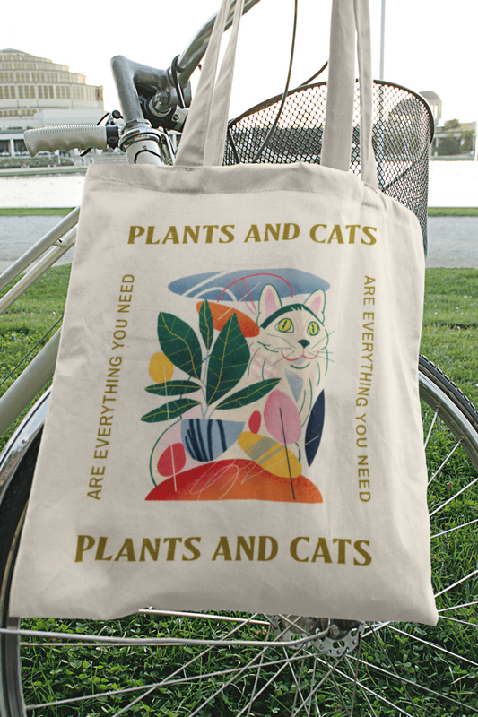 Canvas Tote Bag - Plants and Cats