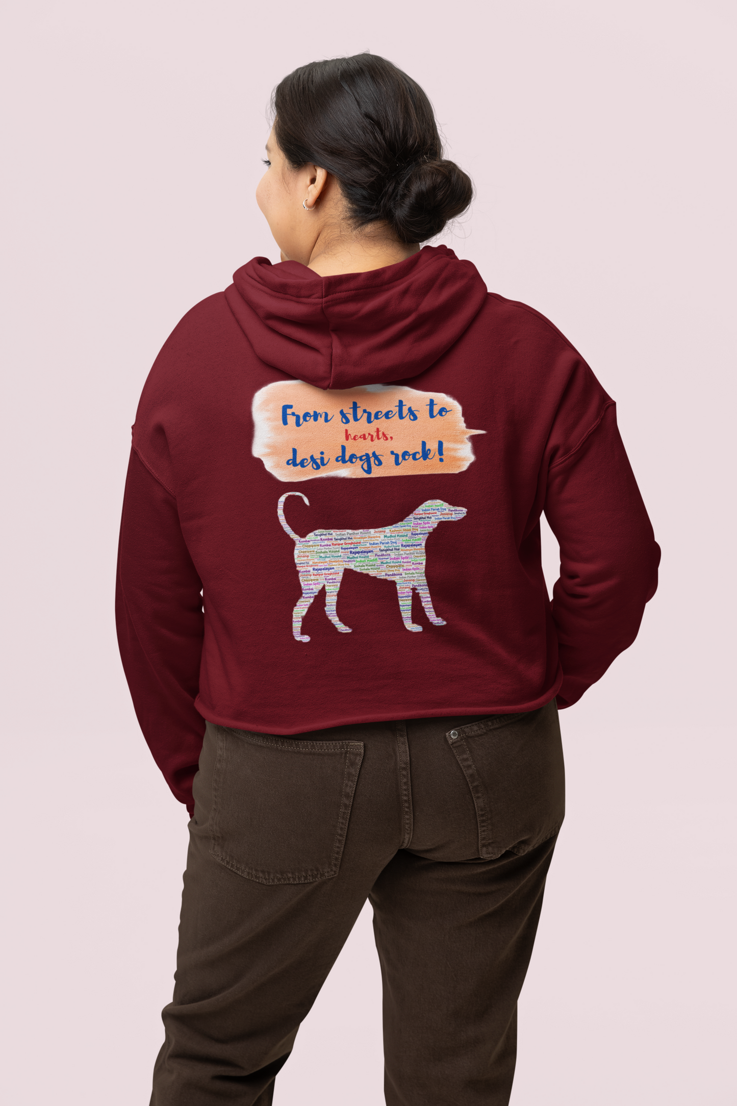 Crop Top Hoodie - Desi Dogs Rock (4 colours x 4 sizes)