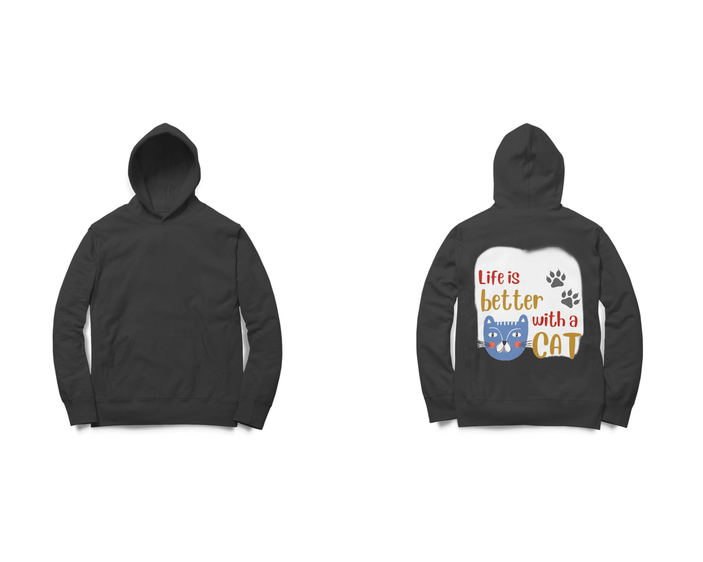 Oversized Hoodie - Life is better with a Cat (3 colours x 5 sizes)