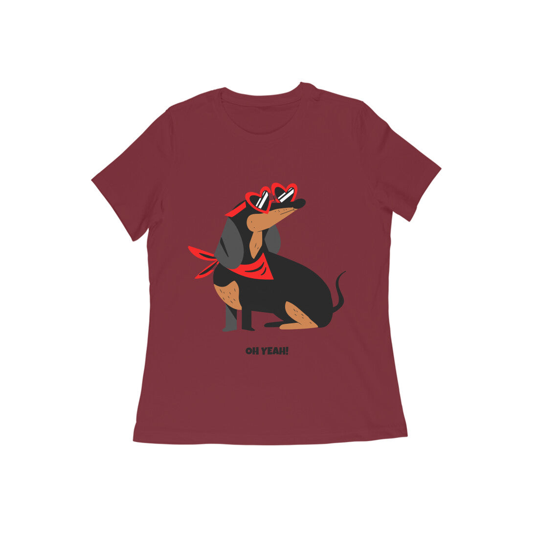 Women's Half Sleeve Round Neck T-Shirt - Dachshund L'amour (10 colours x 9 sizes)