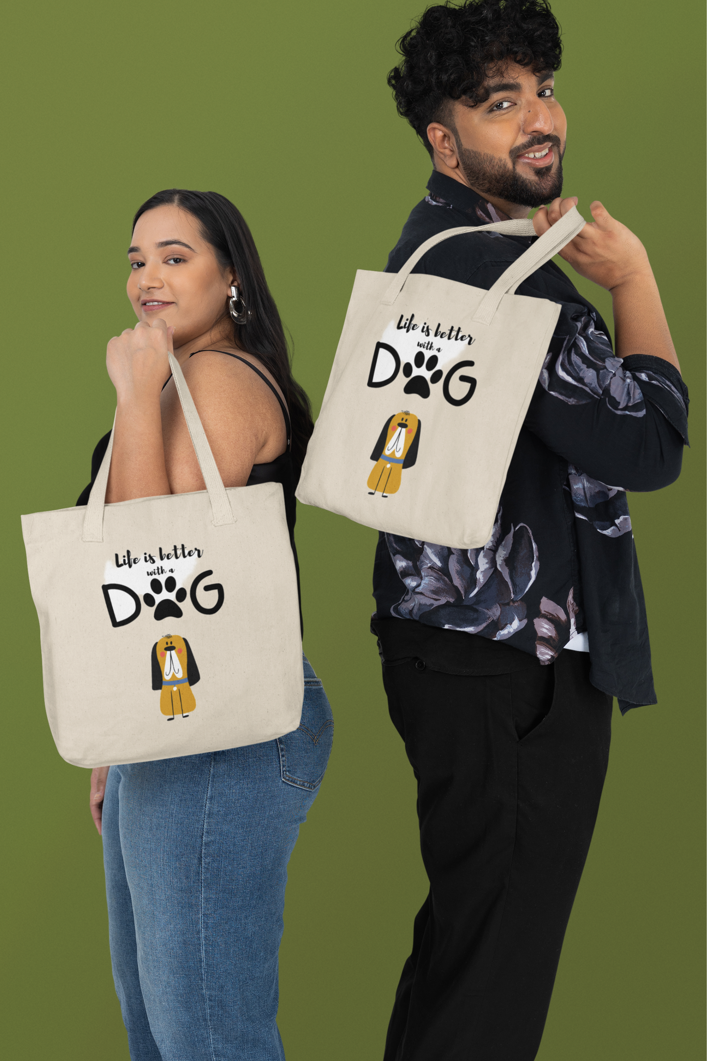 Canvas Tote Bag - Life is better with a Dog